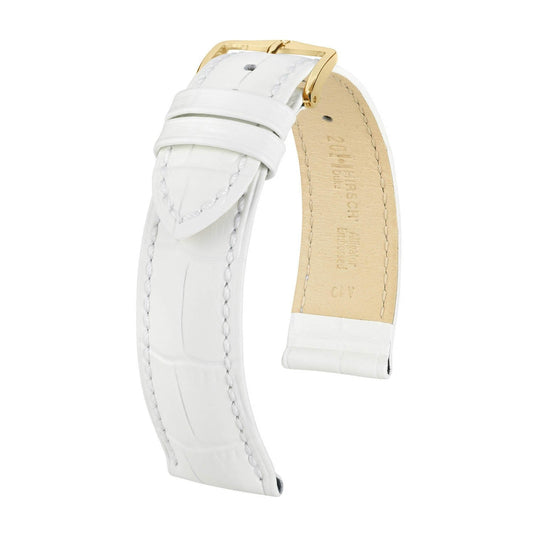 Hirsch Duke White Alligator Embossed Leather Watch Band