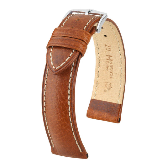 Hirsch Boston G/Brown Buffalo Calfskin Leather Watch Band