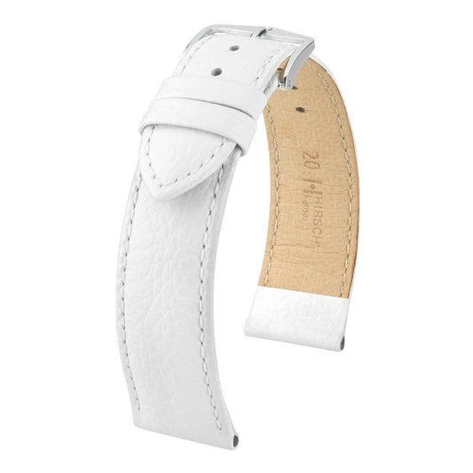 Hirsch Kansas White Buffalo Embossed Calf Leather Watch Band