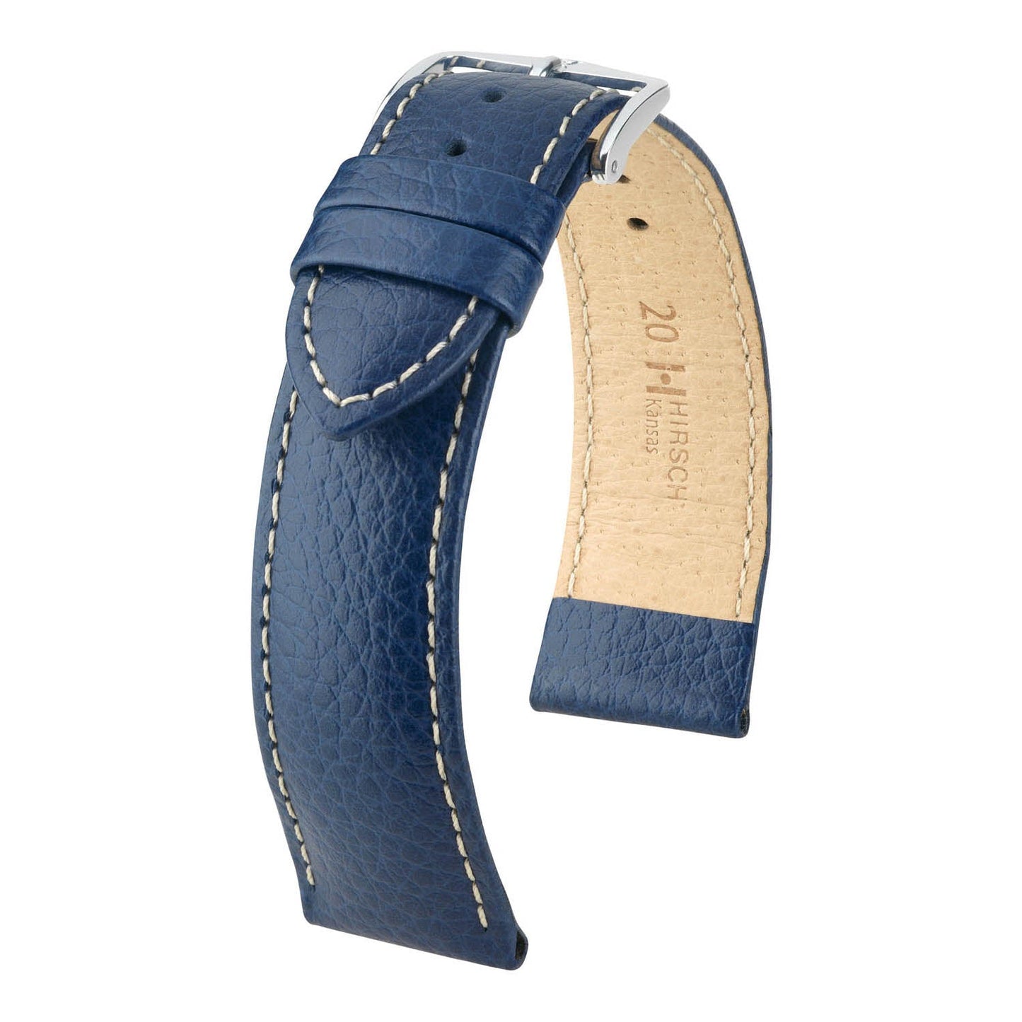 Hirsch Kansas Blue Buffalo Embossed Calf Leather Watch Band