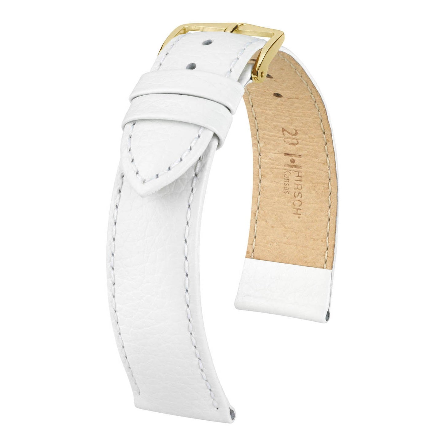 Hirsch Kansas White Buffalo Embossed Calf Leather Watch Band