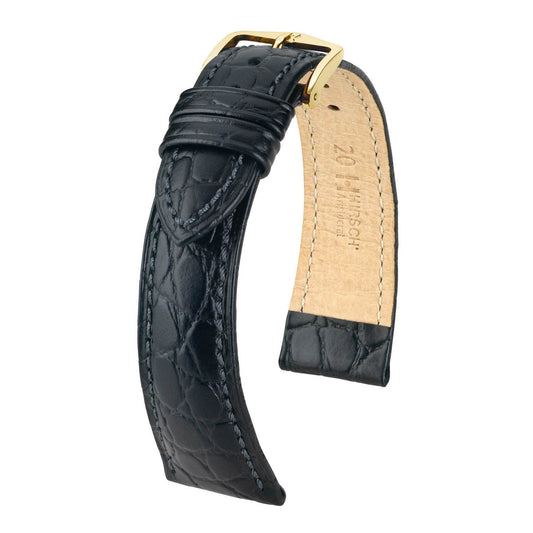 Hirsch Aristocrat Black Croco-Embossed Watch Band