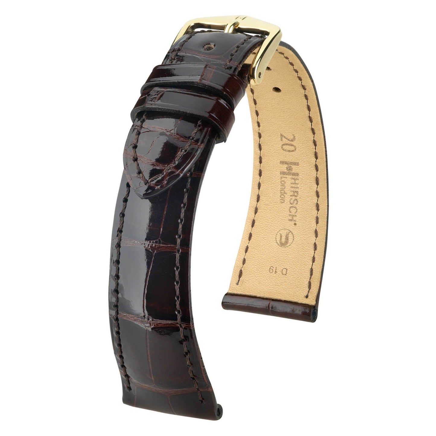 Hirsch Genuine London Brown Genuine Alligator Leather Watch Band