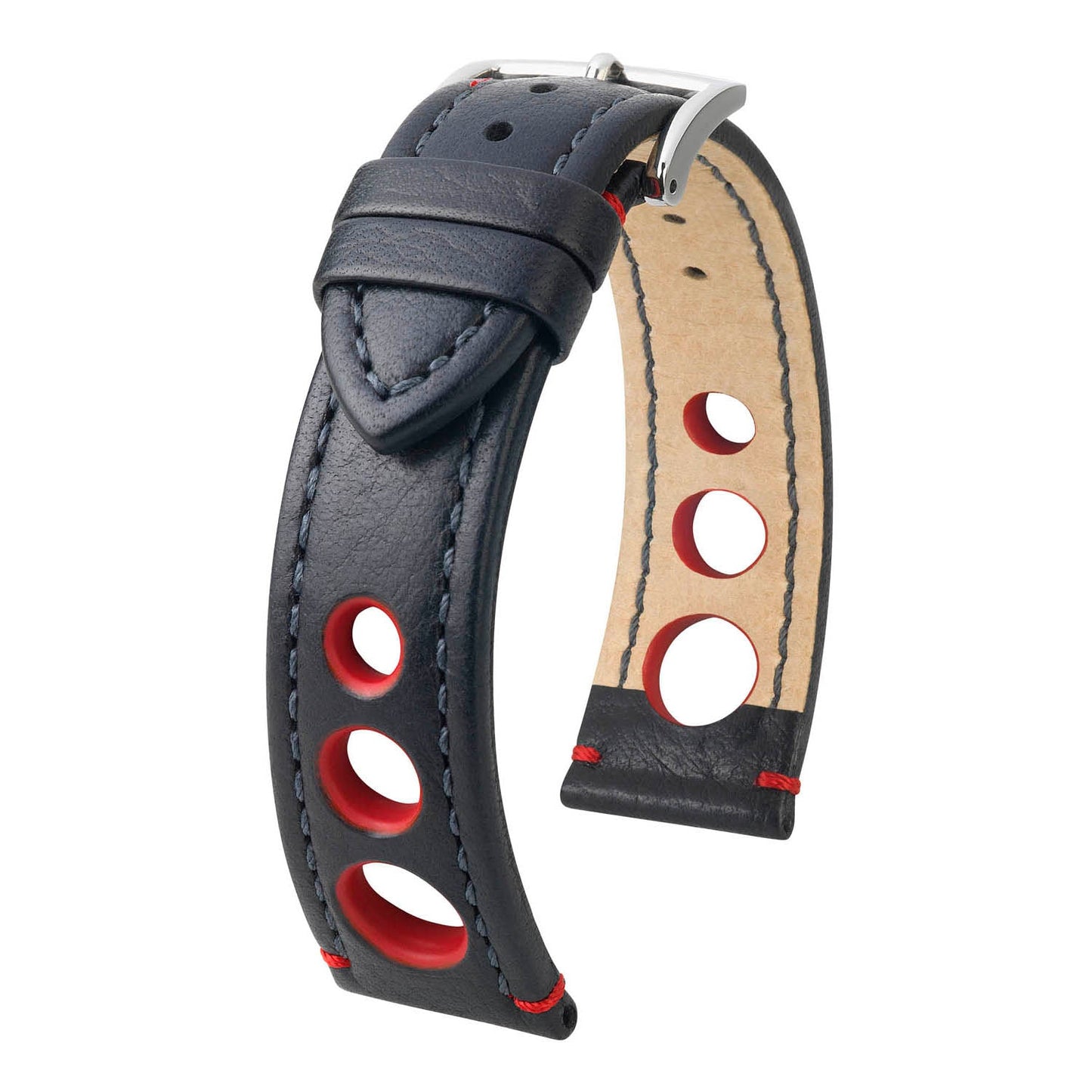 Hirsch Rally Black Natural Leather Watch Band