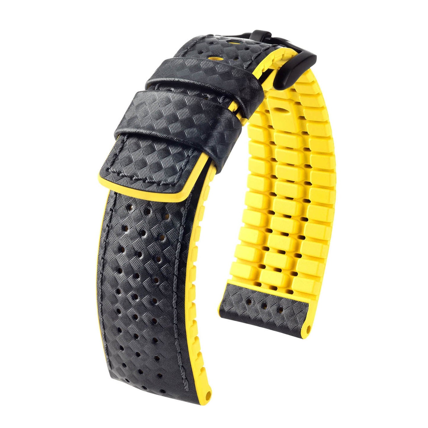 Hirsch Ayrton Black Carbon Embossed Watch Band