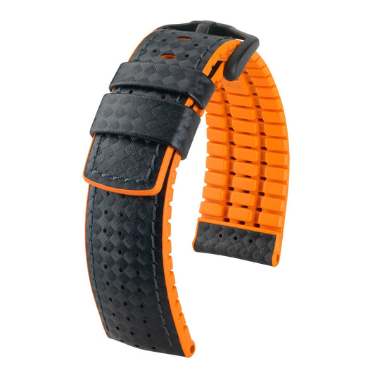 Hirsch Ayrton Black Carbon Embossed Watch Band