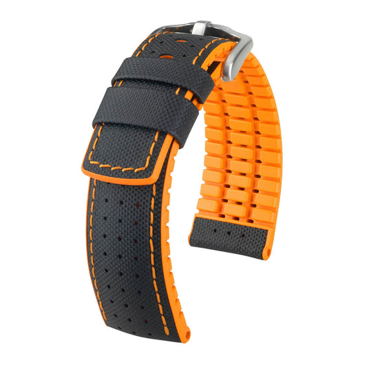 Hirsch Robby Black Sailcloth Effect Performance Watch Band