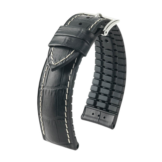 Hirsch George Black Alligator Embossed Performance Watch Band