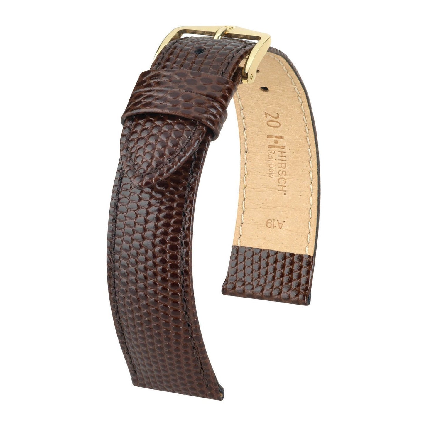 Hirsch Open End Rainbow Brown Lizard Embossed Watch Band