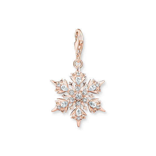 THOMAS SABO Charm pendant snowflake with white stones rose gold