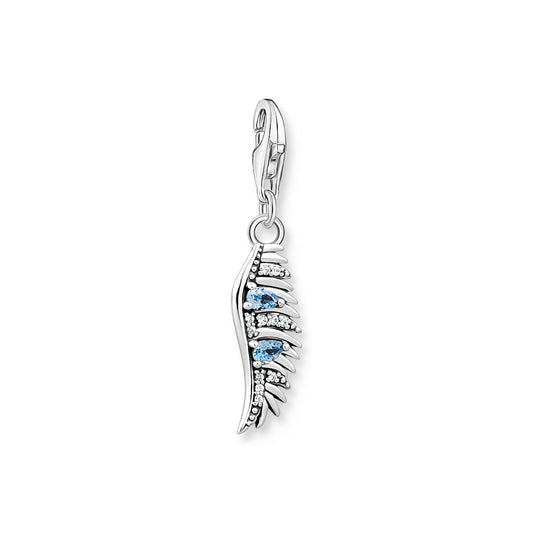 THOMAS SABO Charm pendant phoenix feather with blue stones silver