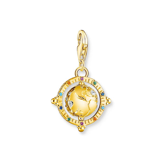 THOMAS SABO Charm Pendant Vintage Globe Gold Multi Stone