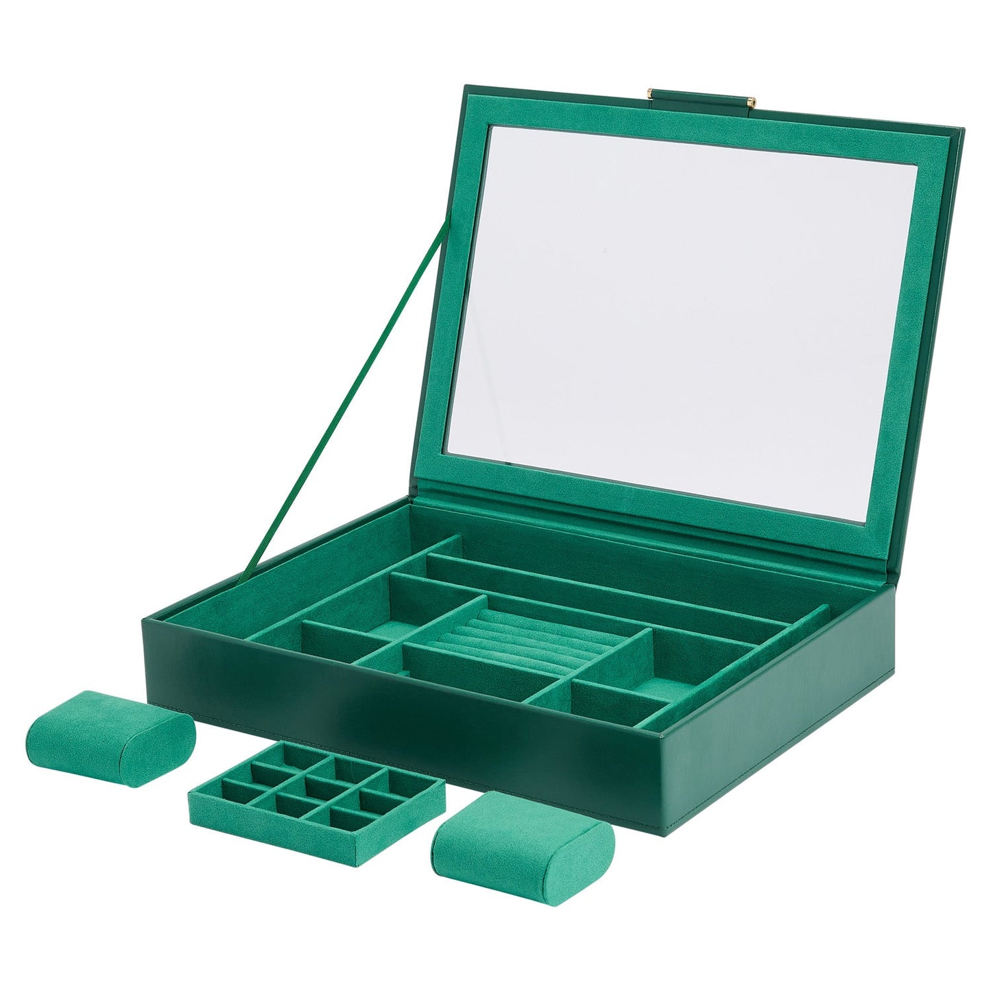 Wolf Sophia Jewellery Box with Window Forest Green