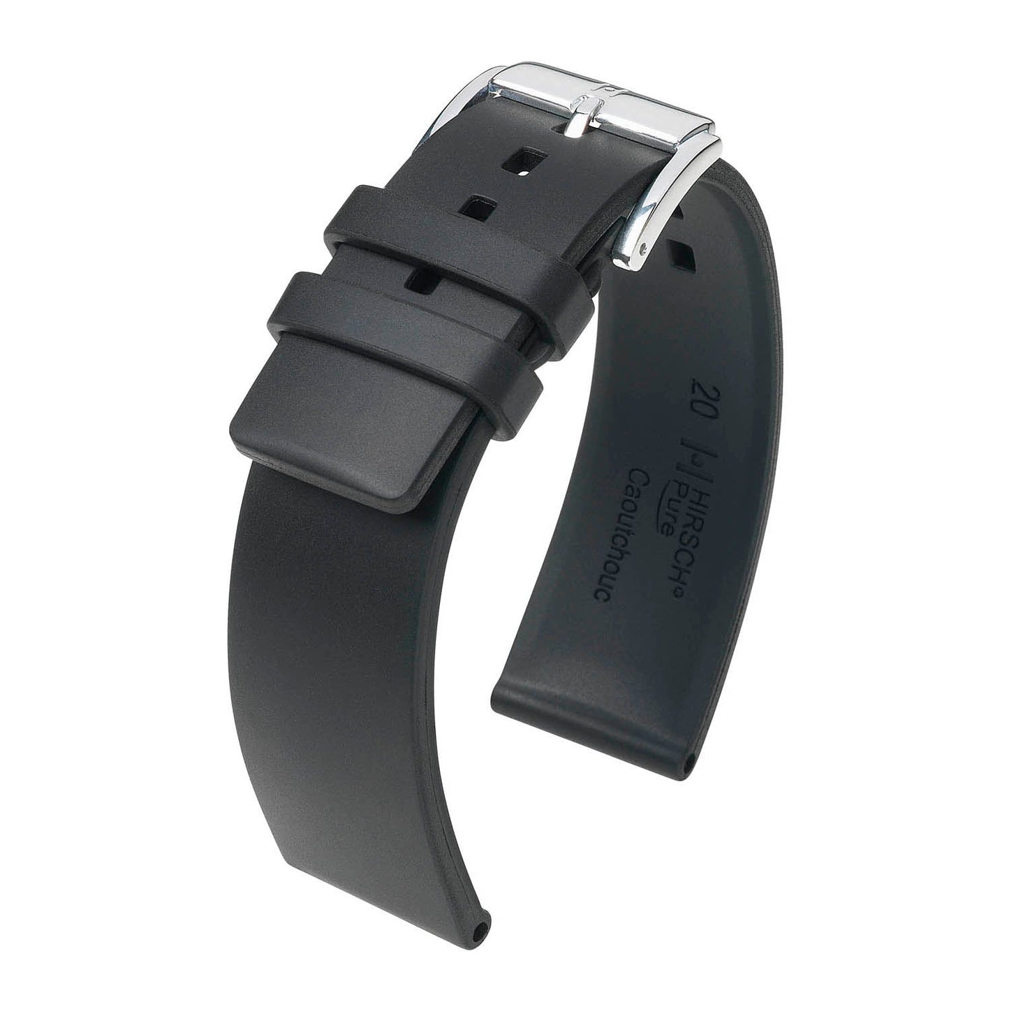 Hirsch Pure Black Natural Rubber Watch Band