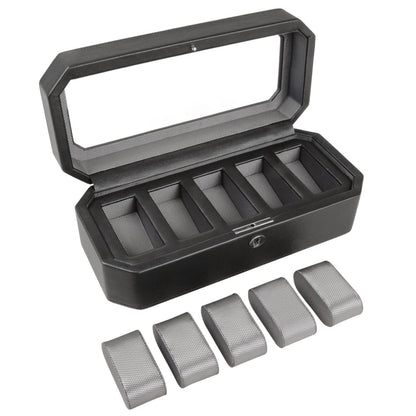 Wolf Windsor 5 Piece Watch Box Black