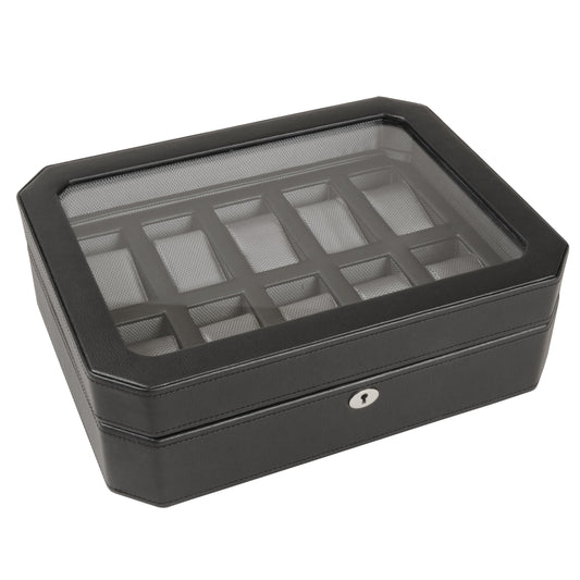 Wolf Windsor 10 Piece Watch Box Black