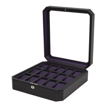 Wolf Windsor 15 Pc Watch Box Black/Purple