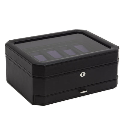 Wolf Windsor 10P Watch Box with Drawer Black/Purple