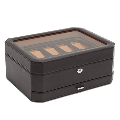 Wolf Windsor 10P Watch Box with Drawer Brown/Orange