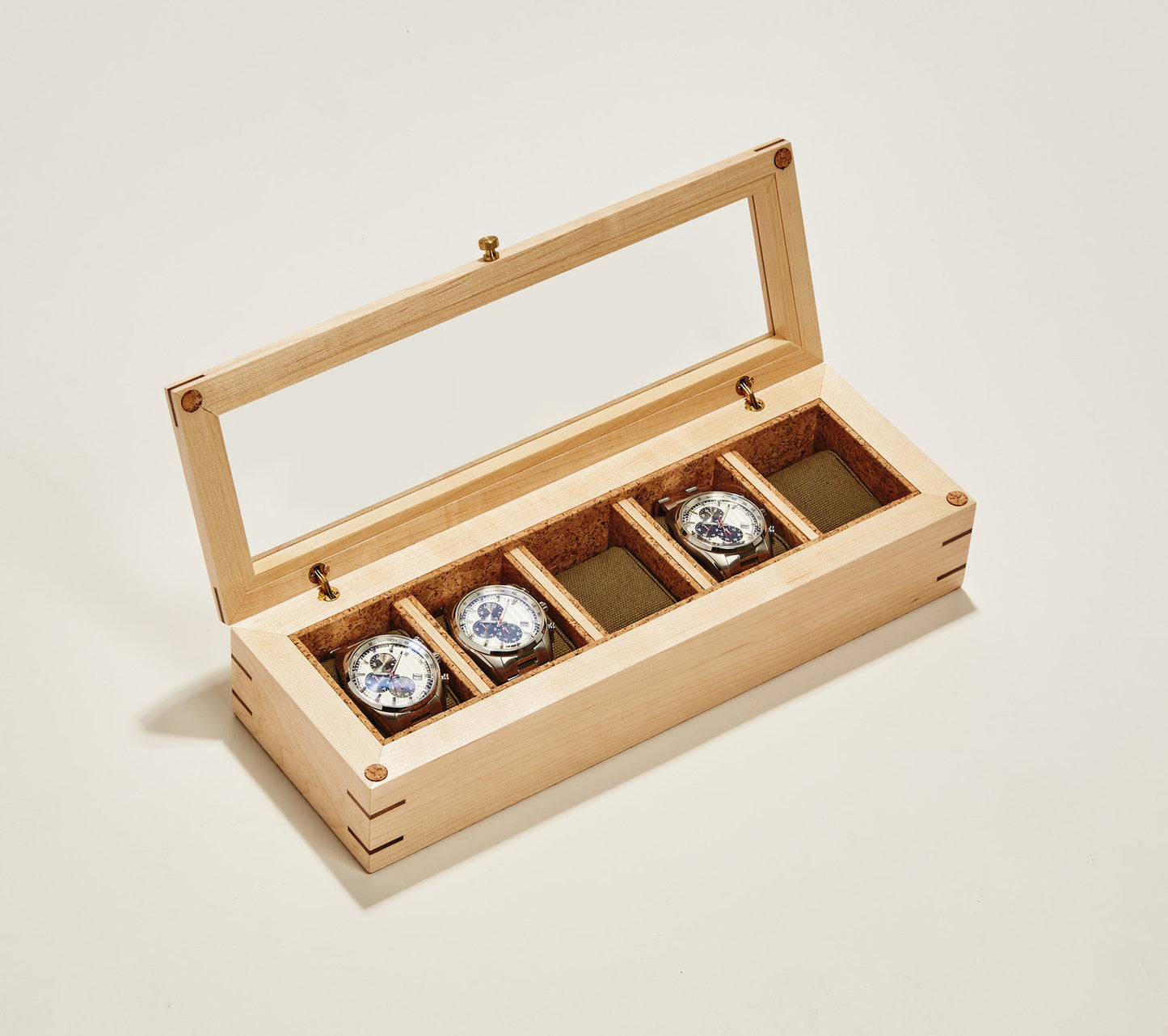 Wolf Analog Shift 5 Piece Watch Box Wood