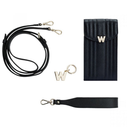 Wolf Mimi Phone Case with Wristlet & Lanyard Black