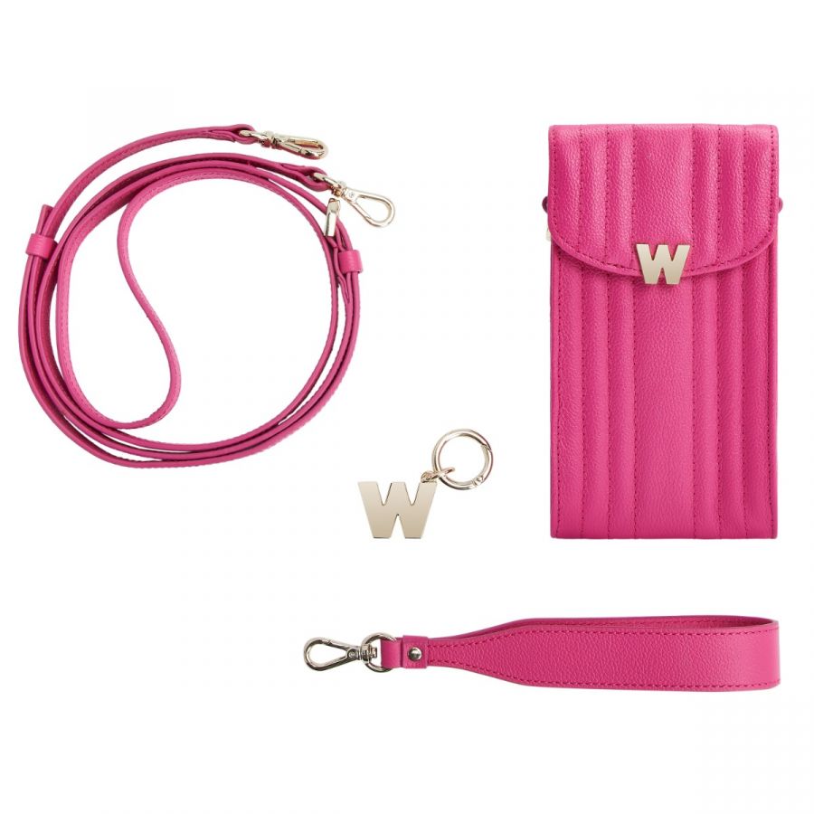 Wolf Mimi Phone Case with Wristlet & Lanyard Pink