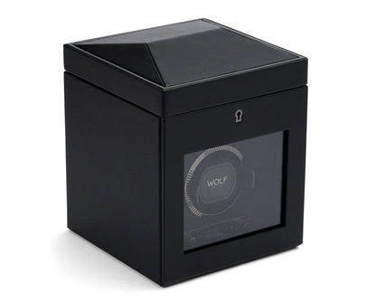 Wolf British Racing Single Watch Winder with Storage Black