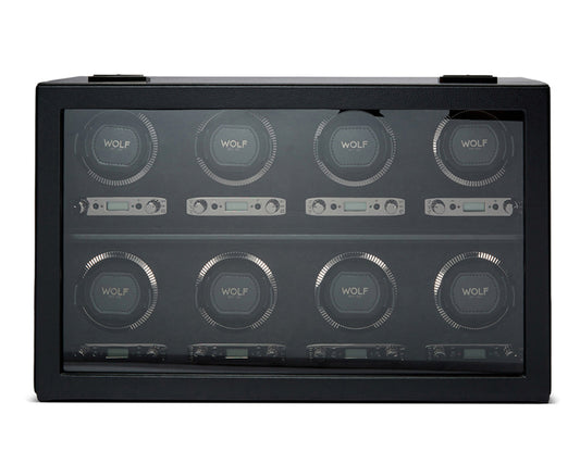 Wolf British Racing 8 Piece Watch Winder Black