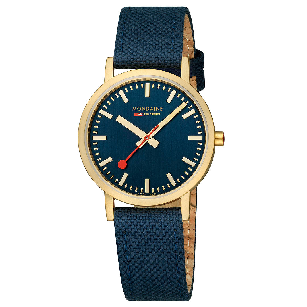 Mondaine Official Swiss Railways Classic Deep Ocean Blue Textile 36mm Watch