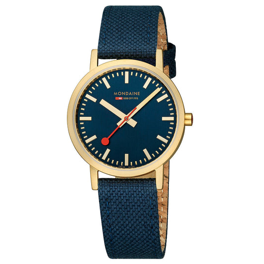 Mondaine Official Swiss Railways Classic Deep Ocean Blue Textile 36mm Watch