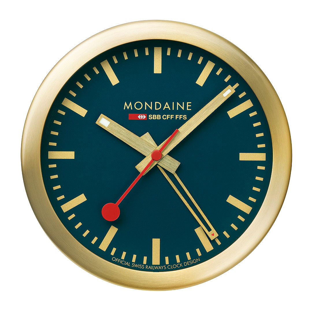 Mondaine Official Swiss Railways Deep Ocean Blue Alarm Clock 125mm