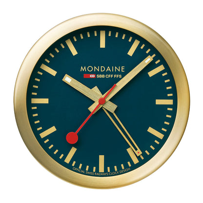 Mondaine Official Swiss Railways Deep Ocean Blue Alarm Clock 125mm