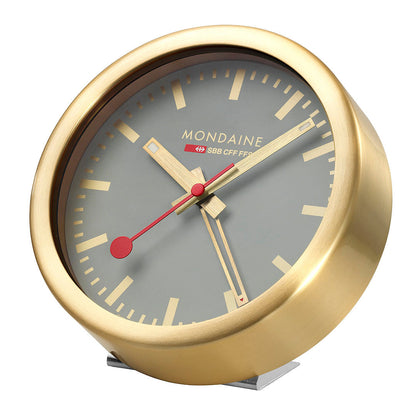 Mondaine Official Swiss Railways Good Grey Alarm Clock 125mm