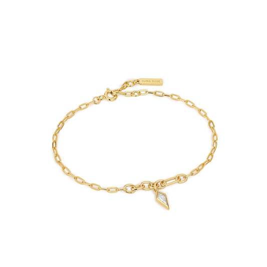 Ania Haie Gold Sparkle Drop Pendant Chunky Chain Bracelet