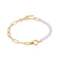 Ania Haie Gold Pearl Chunky Link Chain Bracelet