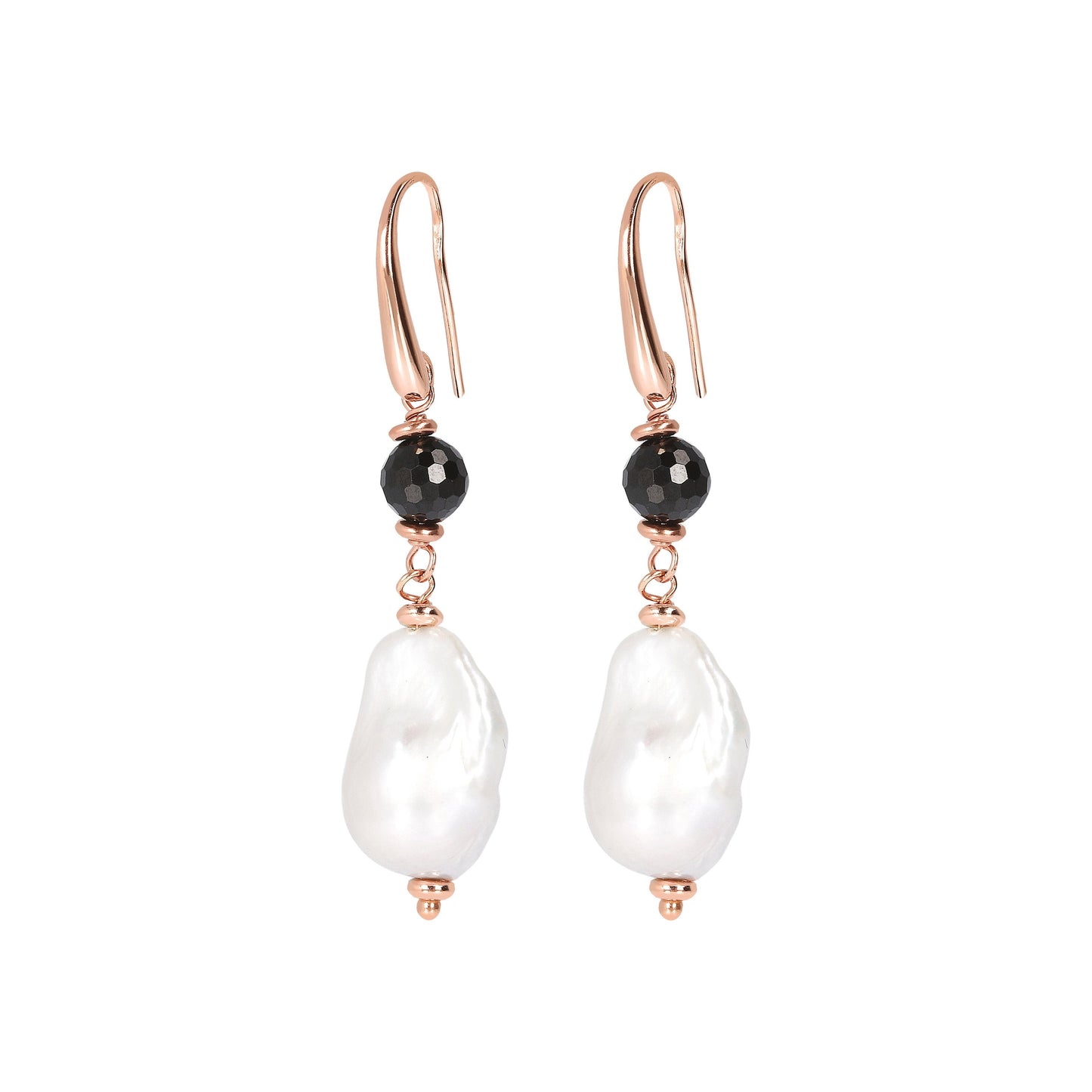 Bronzallure Black Spinel and Baroque Pearl Earrings