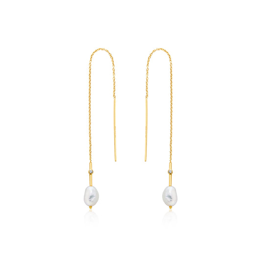 Ania Haie Pearl Threader Earrings Gold