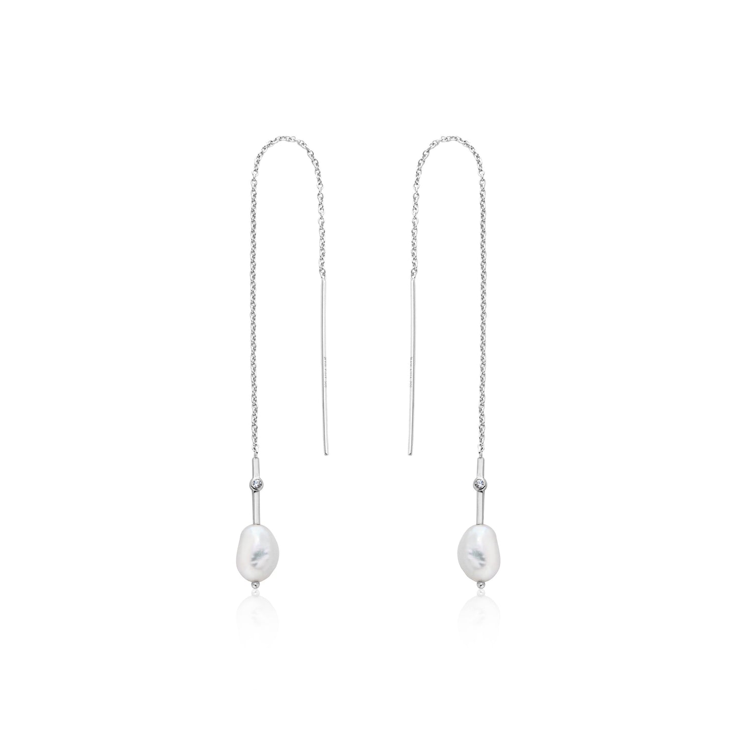 Ania Haie Pearl Threader Earrings Silver