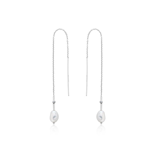 Ania Haie Pearl Threader Earrings Silver