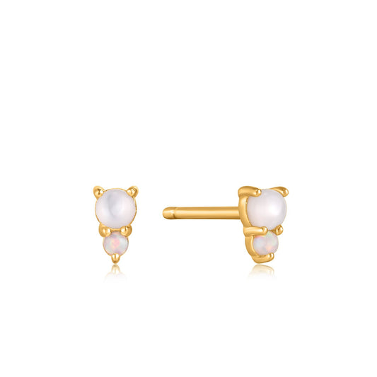 Ania Haie Gold Mother of Pearl and Kyoto Opal Stud Earrings