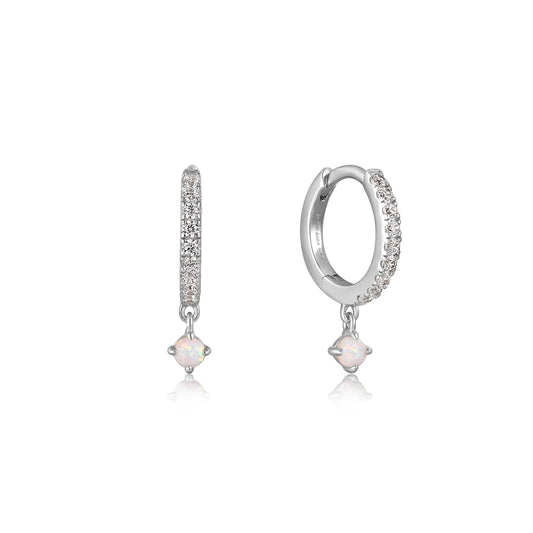 Ania Haie Silver Sparkle Kyoto Opal Drop Huggie Hoop Earrings