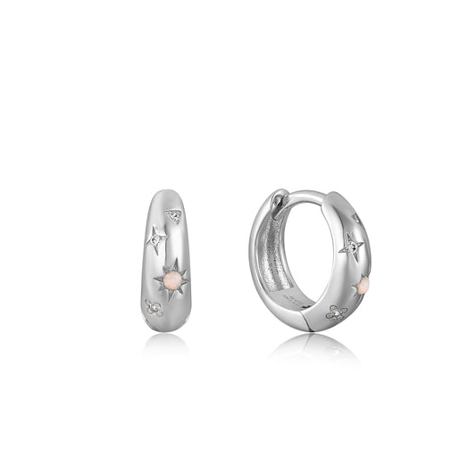 Ania Haie Silver Starry Kyoto Opal Huggie Hoop Earrings