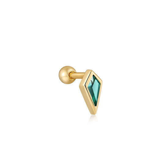 Ania Haie Gold Teal Sparkle Emblem Single Barbell Earring