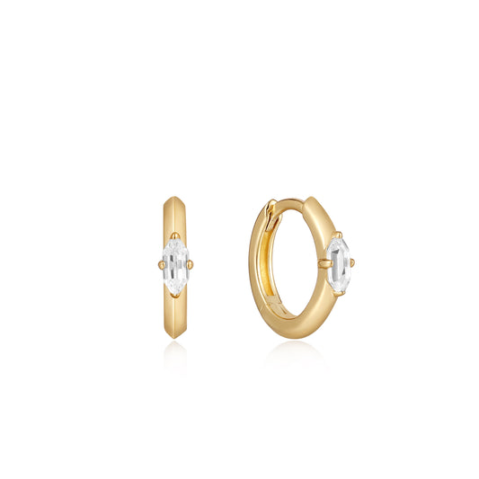 Ania Haie Gold Sparkle Emblem Huggie Hoop Earrings