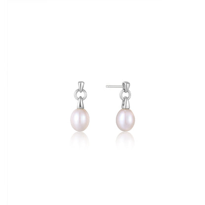 Ania Haie Silver Pearl Drop Stud Earrings