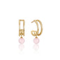 Ania Haie Gold Orb Rose Quartz Stud Mini Hoop Earrings