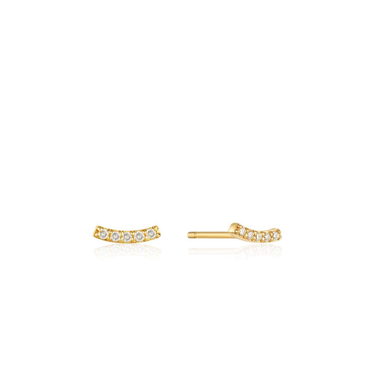 Ania Haie 14kt Gold Magma Diamond Curve Stud Earrings