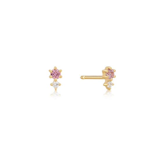 Ania Haie 14kt Gold White and Pink Sapphire Stud Earrings