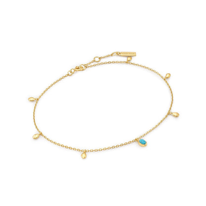 Ania Haie Gold Turquoise Drop Pendant Anklet