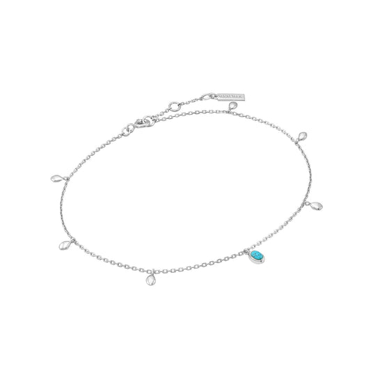 Ania Haie Silver Turquoise Drop Pendant Anklet